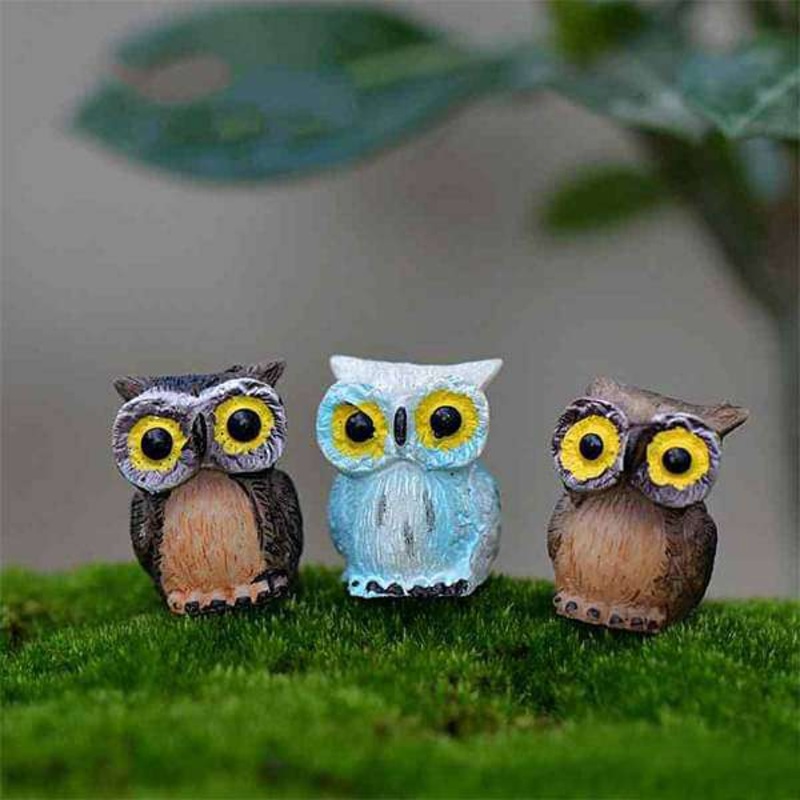 Baby Owls plastic miniature garden toys – 3 pieces