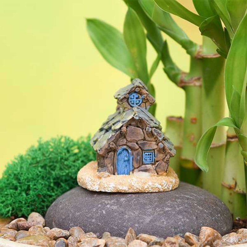 Stone house plastic miniature garden toy (Coffee) – 1 Piece