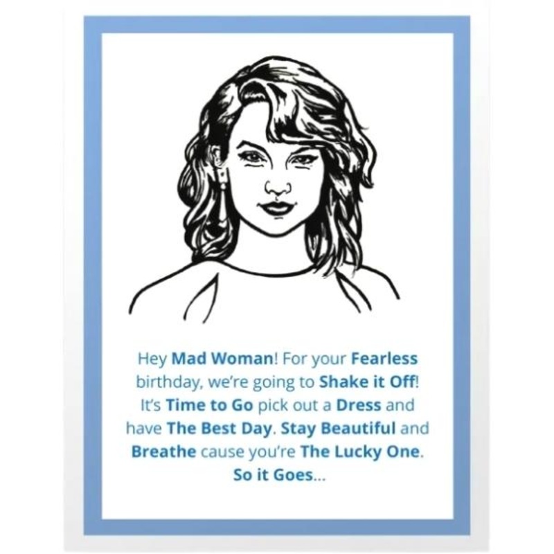 Taylor Swift Song Titles Birthday Card