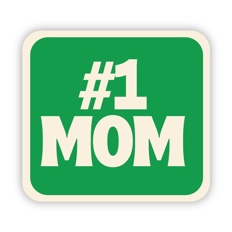 #1 Mom Green Text Sticker