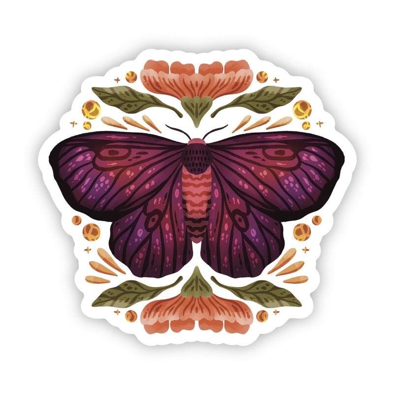 Moth Elegant Floral Sticker