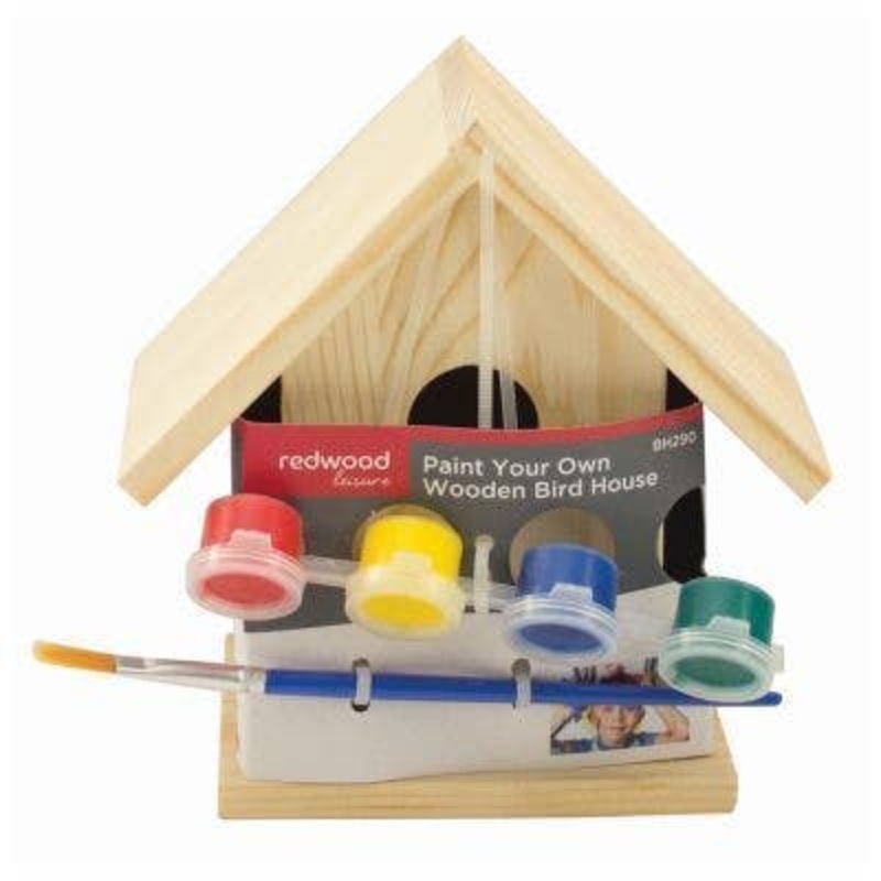 6pc Paint Your Own Wooden Bird House Kit – By Redwood