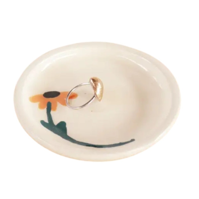 Ceramic Sunflower Ring Dish