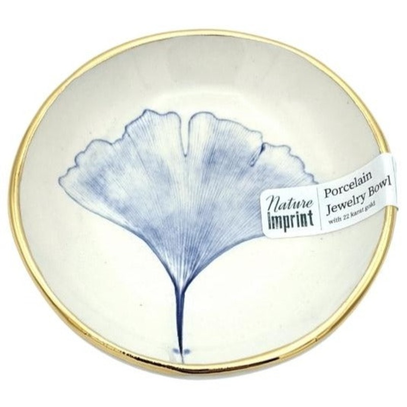 Gold Rimmed Ring Dish – Ginkgo Leaf