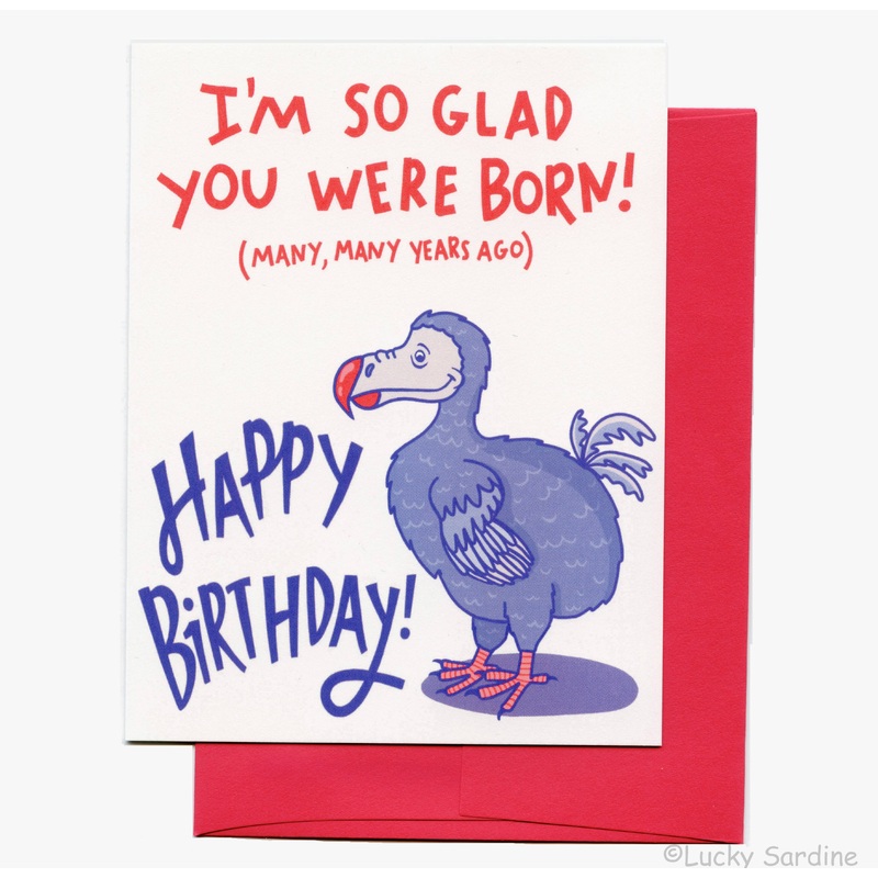 I’m So Glad You Were Born, Funny Old Dodo Bird Card: Red