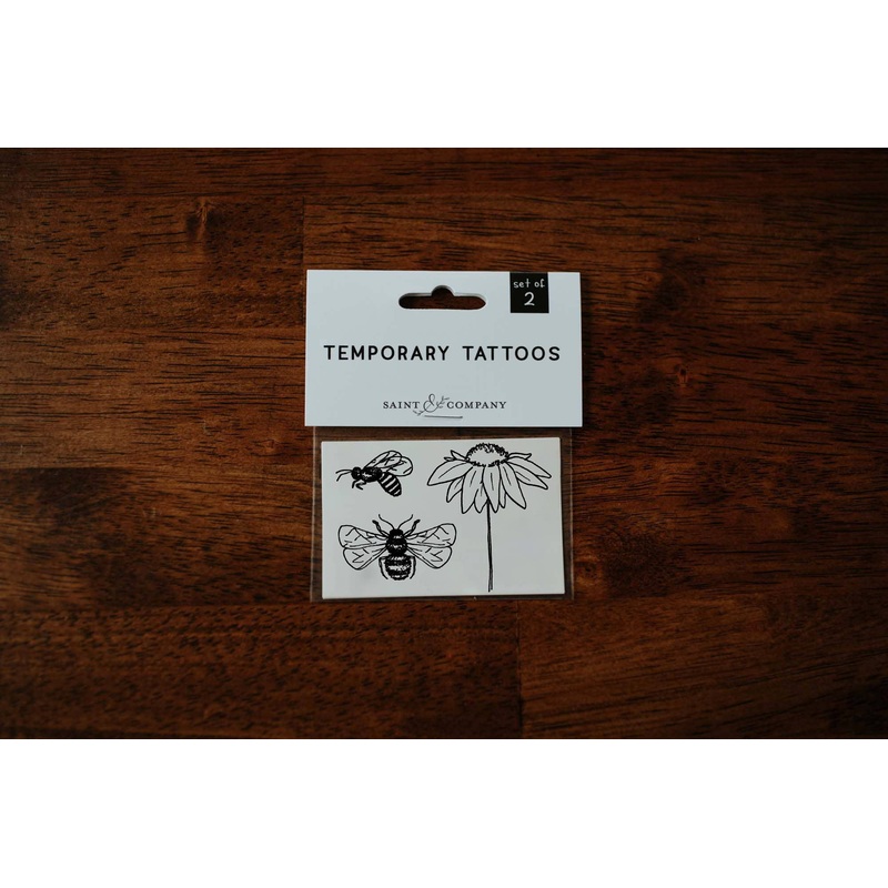 Coneflower + Honeybees Temporary Tattoos