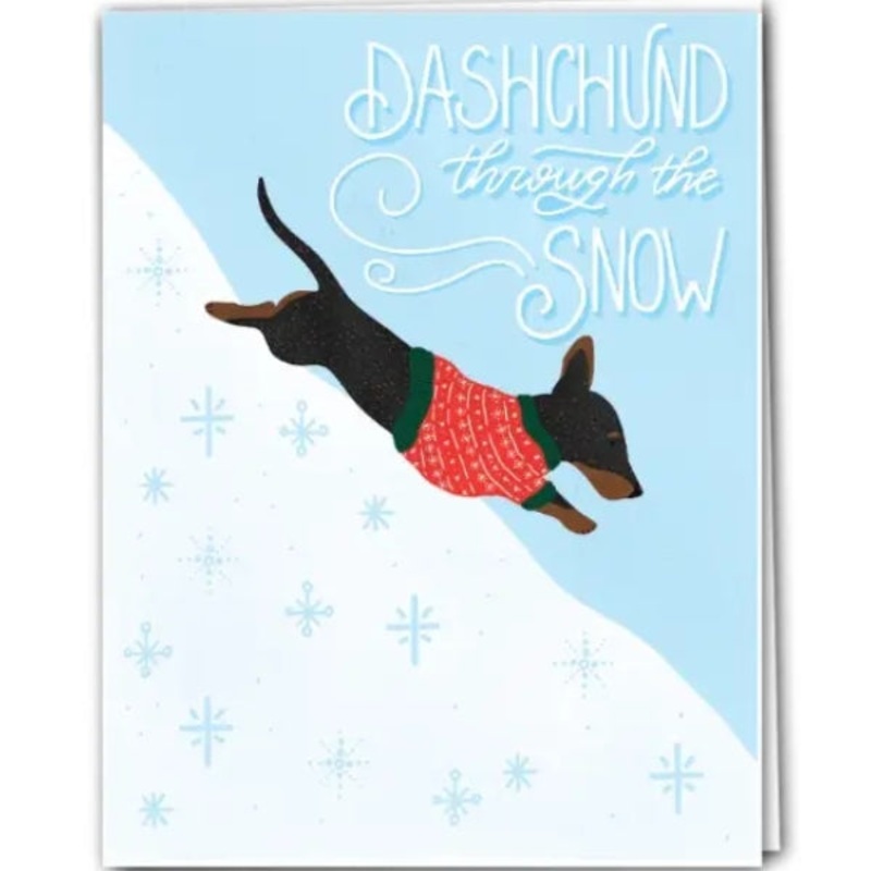 Dashchund Through The Snow Card