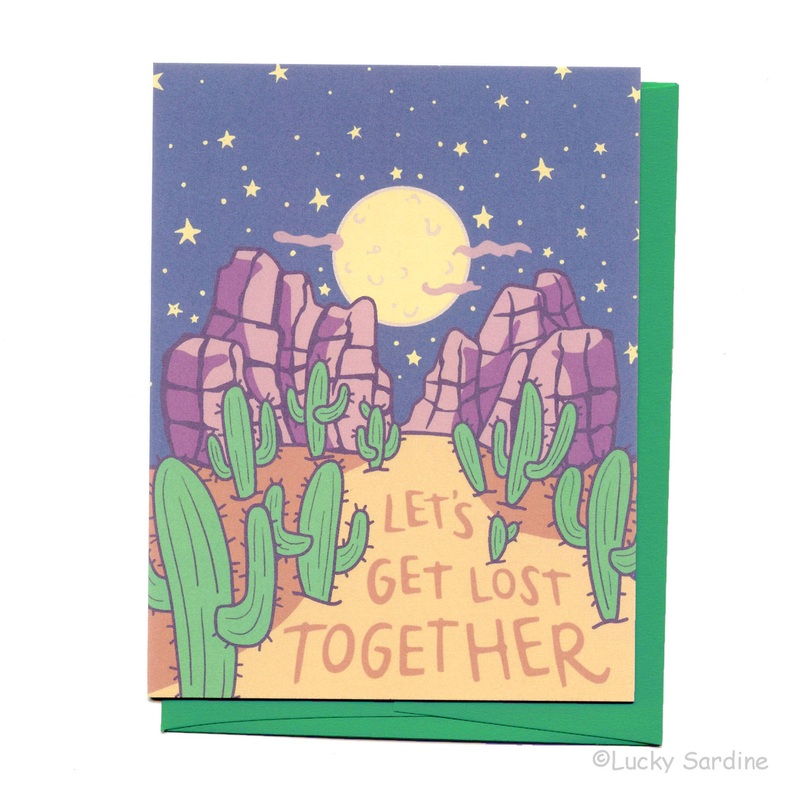 Let’s Get Lost Together, Desert Cactus Night, Love Card: Forest Green