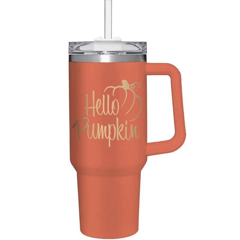 Hello Pumpkin Canyon Cup, Double Wall Stainless Steel w/ Straw