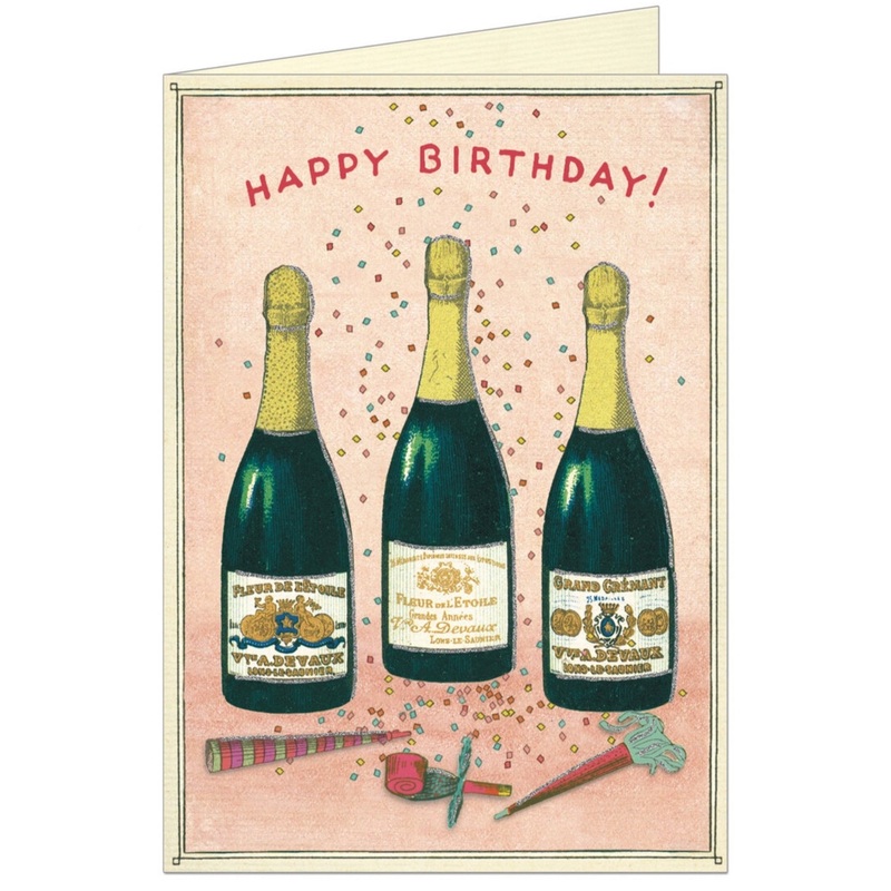 Happy Birthday Champagne Single Greeting Card/Envelope
