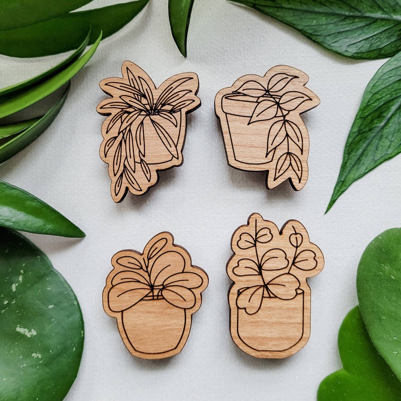 Hoya Plant Magnets (Sets of 4) – Wood Engraved