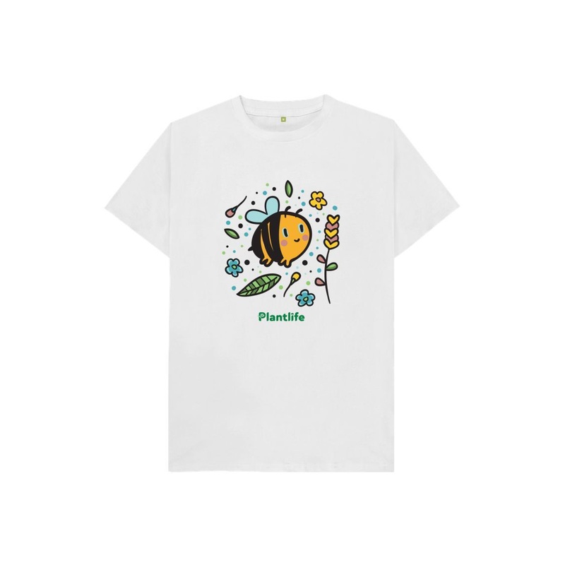 Kids Plant and Bee T-shirt|Denim Blue|Mustard|Mauve|White|3-4y|5-6y|7-8y|9-10y|11-12y