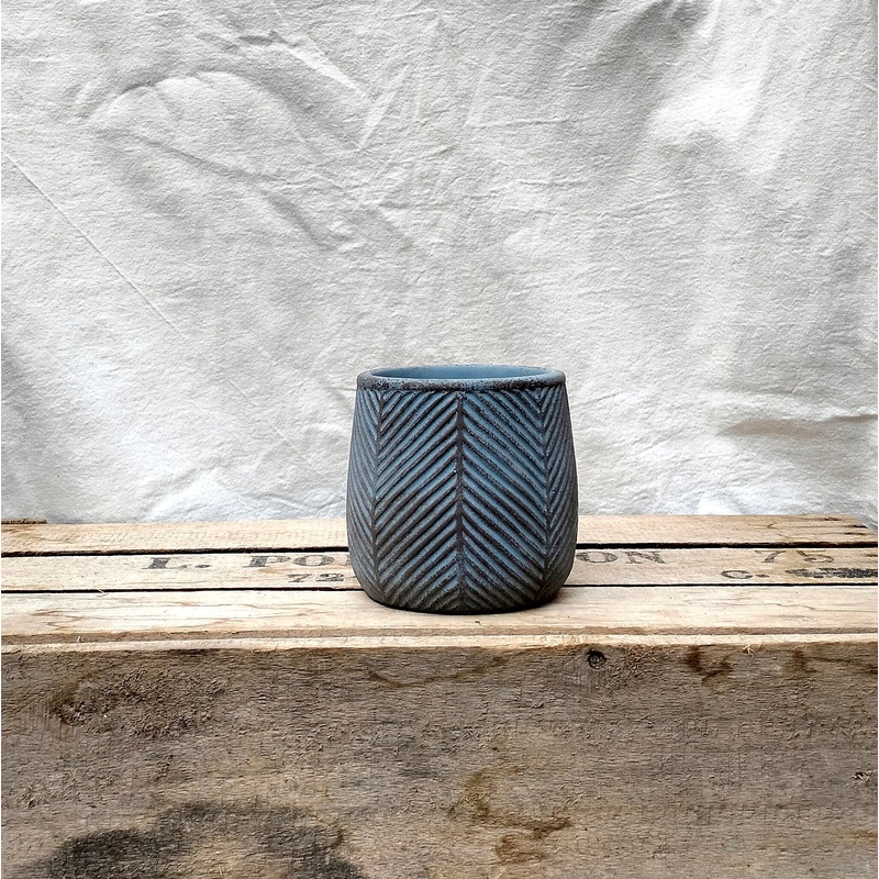Blue Herringbone Pot