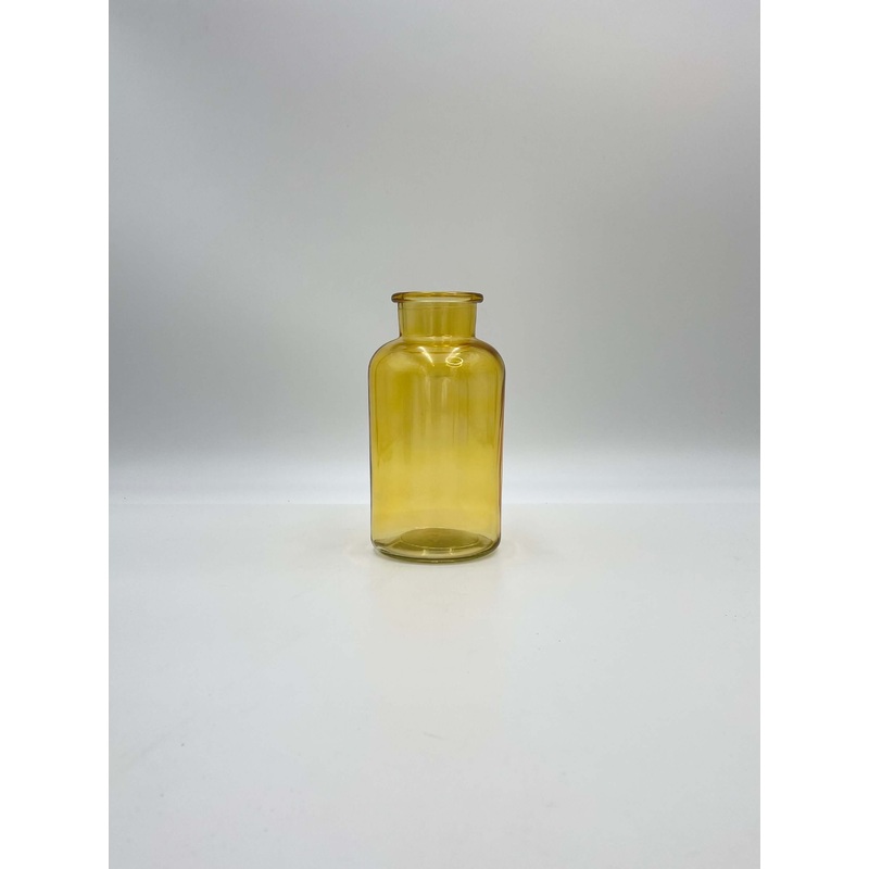 Ochre Yellow Handmade Glass Vase, H20cm