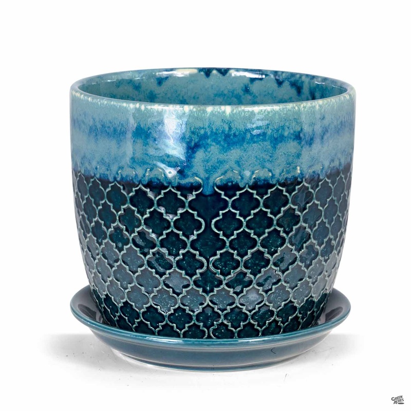 Abra Ogee Planter|8.25″ x 7.75″|Blue|Blue [v::tx]