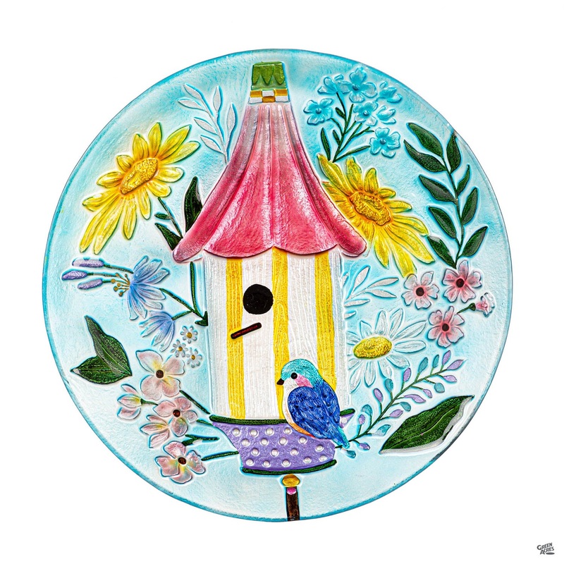 Bird House Glass Bird Bath|18″|18″ [v::tx]
