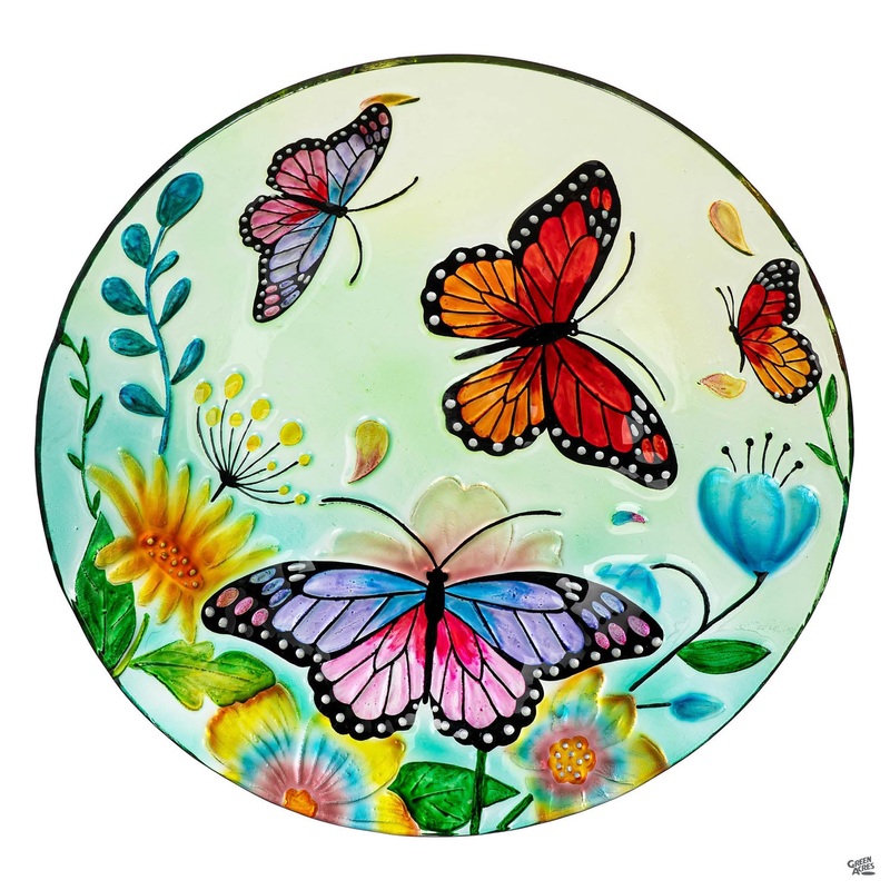 Butterfly Family Glass Bird Bath