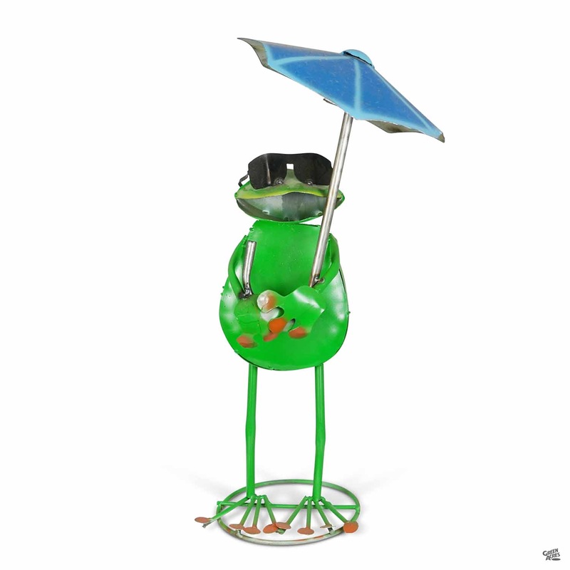 Frog with Umbrella Metal Yard Art