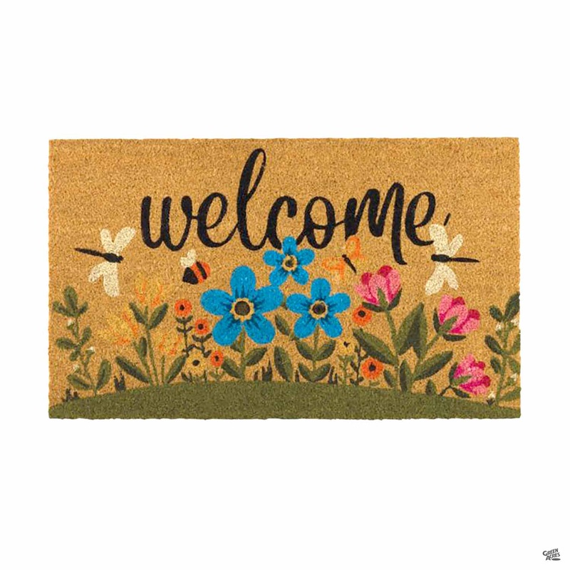 Welcome Flowers Spring Coir Door Mat