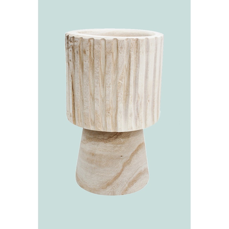 Carved Wood Raised Planter – Fits Medium Plants