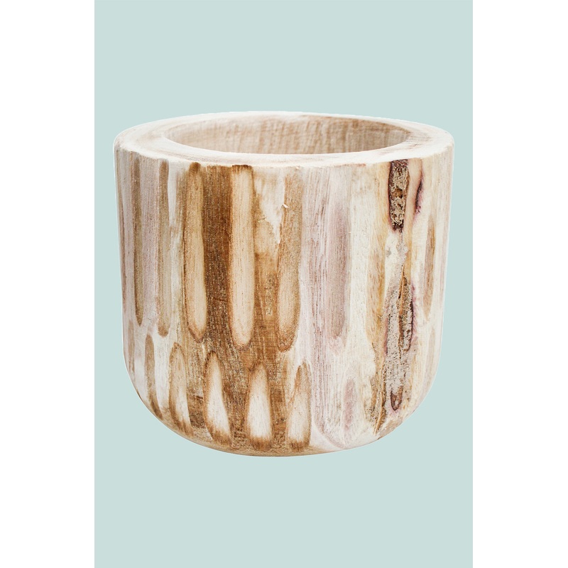 Carved Wood U Planter – Fits Medium Plants