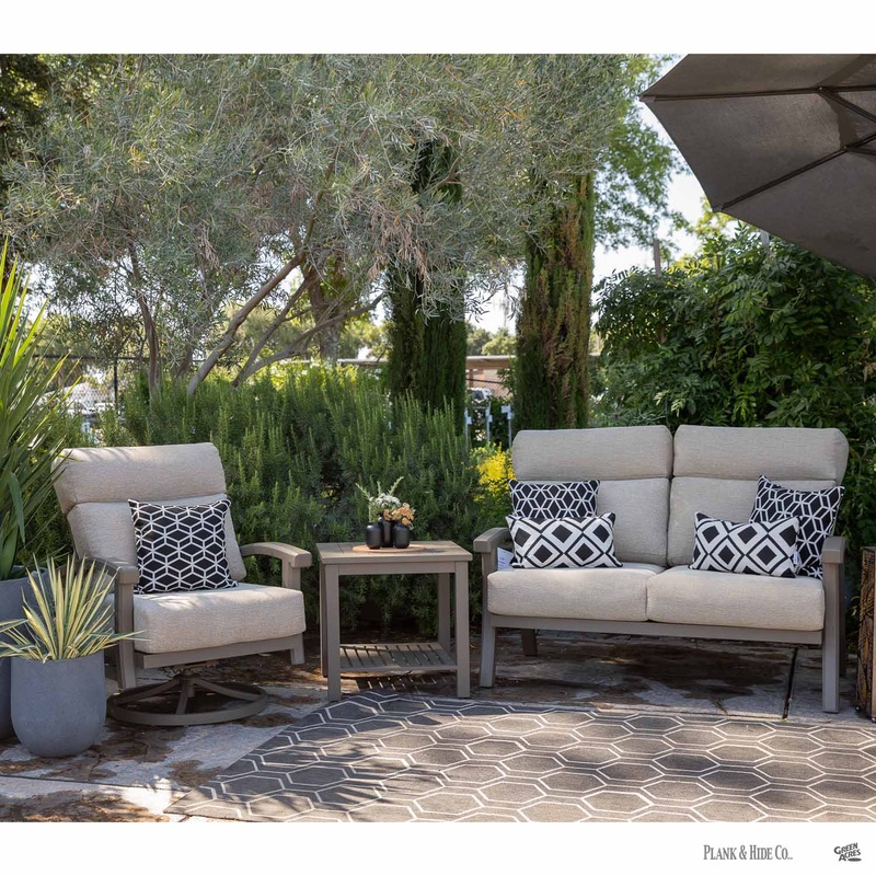 LOFT Lourdes Deep Seating Set|3-Piece Set|Loveseat|Swing Lounge Chair|End Table
