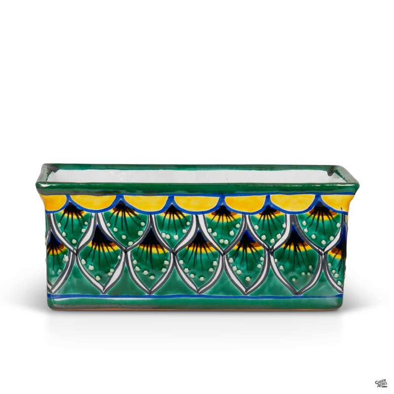 Peacock Talavera Rectangular Pot