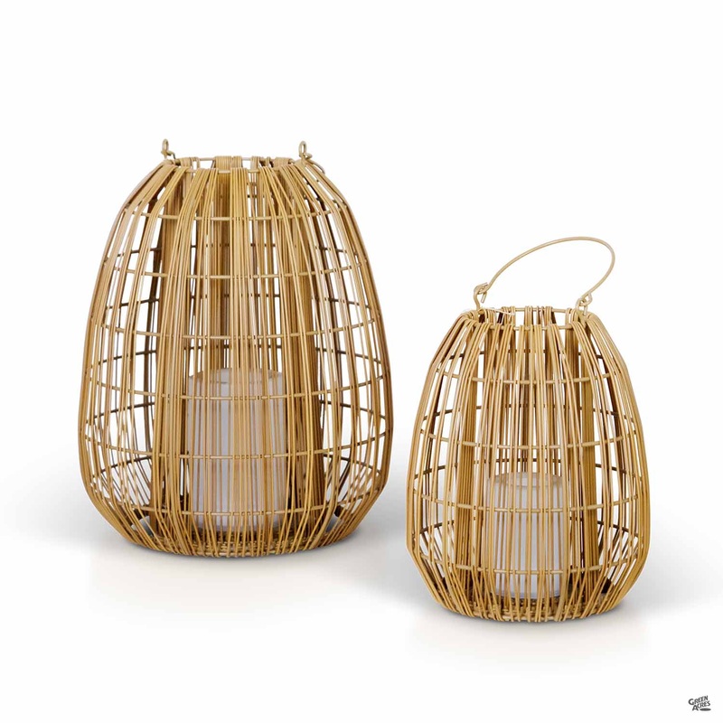 Solar Rattan Lantern|10″ Tall|15″ Tall