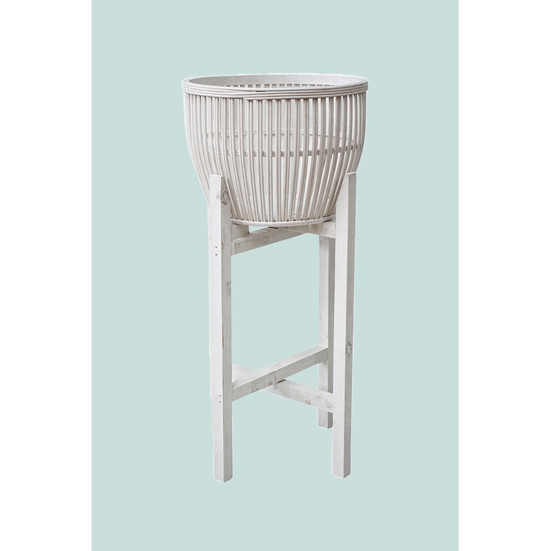 White Bamboo Raised Planter