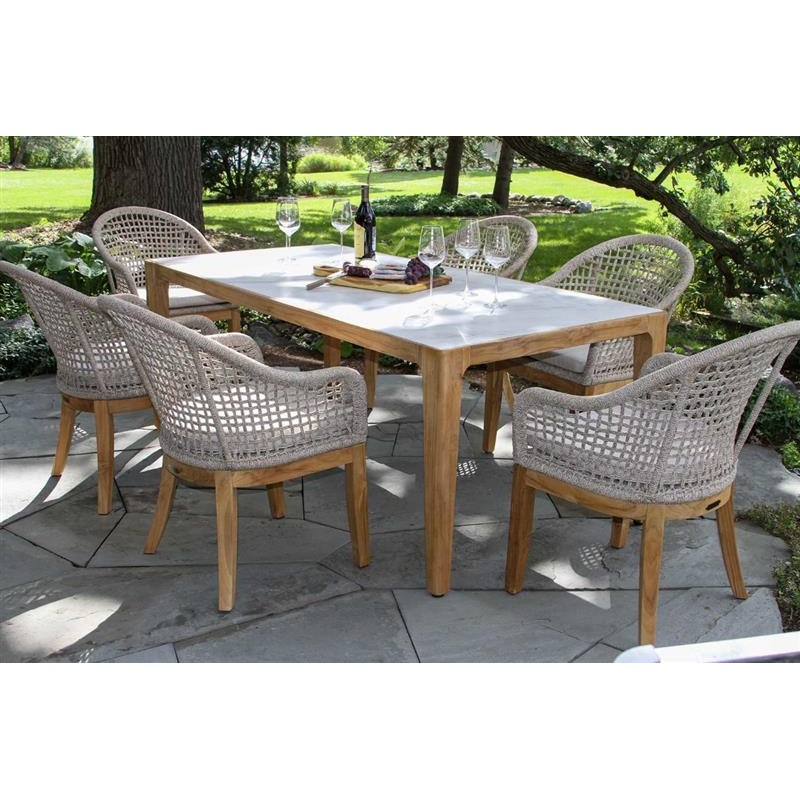 Outdoor Interiors Teak & Sintered Stone Dining Set