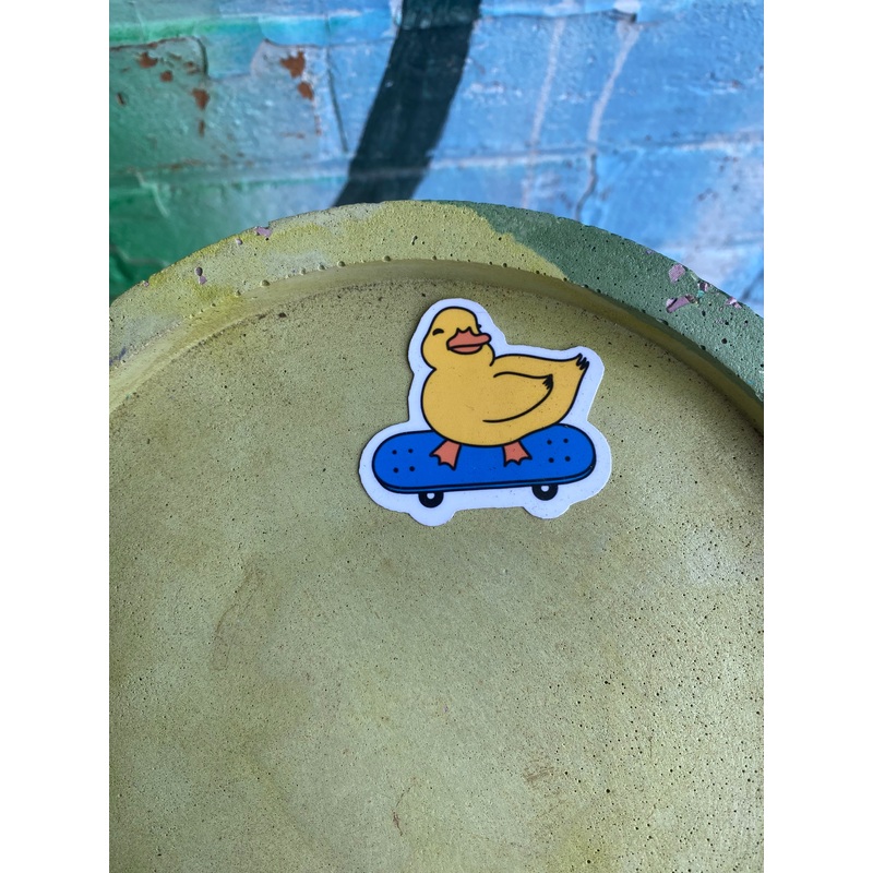 Skateboarding duck sticker