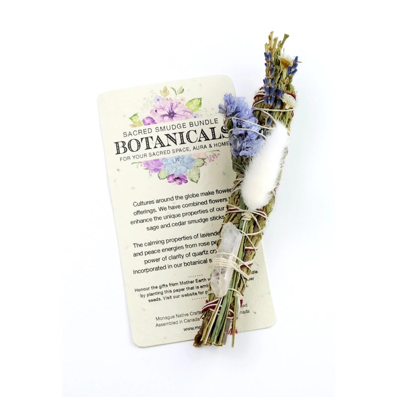 Botanical Smudge Bundle- Small Cedar Quartz Crystal/Lavender
