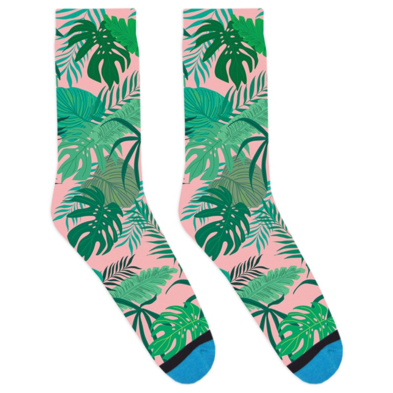 Pink Palm Socks|S|L