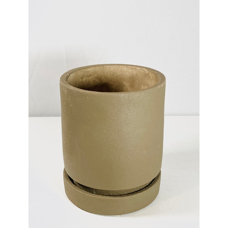 Tjele Brown pot with saucer|D14x H17cm