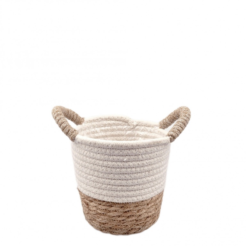 Laura white trim Basket|D12.5*12.5cm|D15.5*15cm