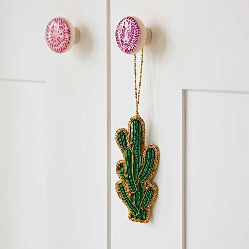 Beaded Cactus Christmas Decoration – Handmade