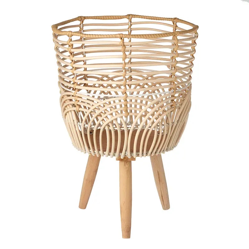 Faux Rattan Tripod Plant Stand