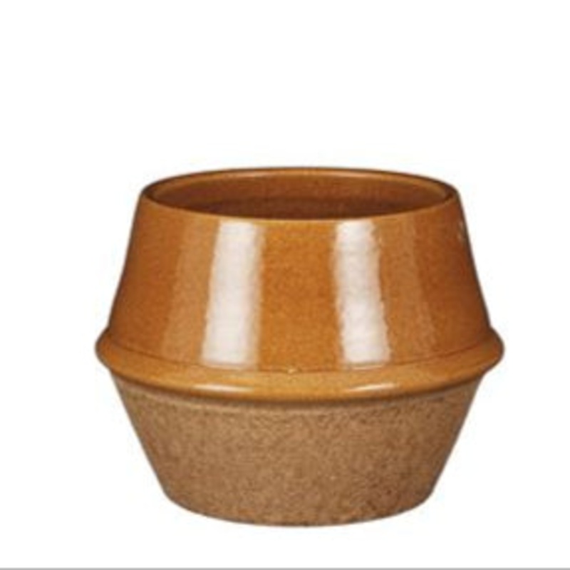 Feddie L. Ochre & Natural Ceramic Pot  Two Sizes