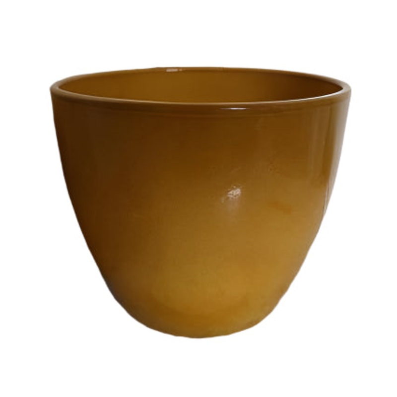 Glazed Ceramic Pot  Mustard Yellow