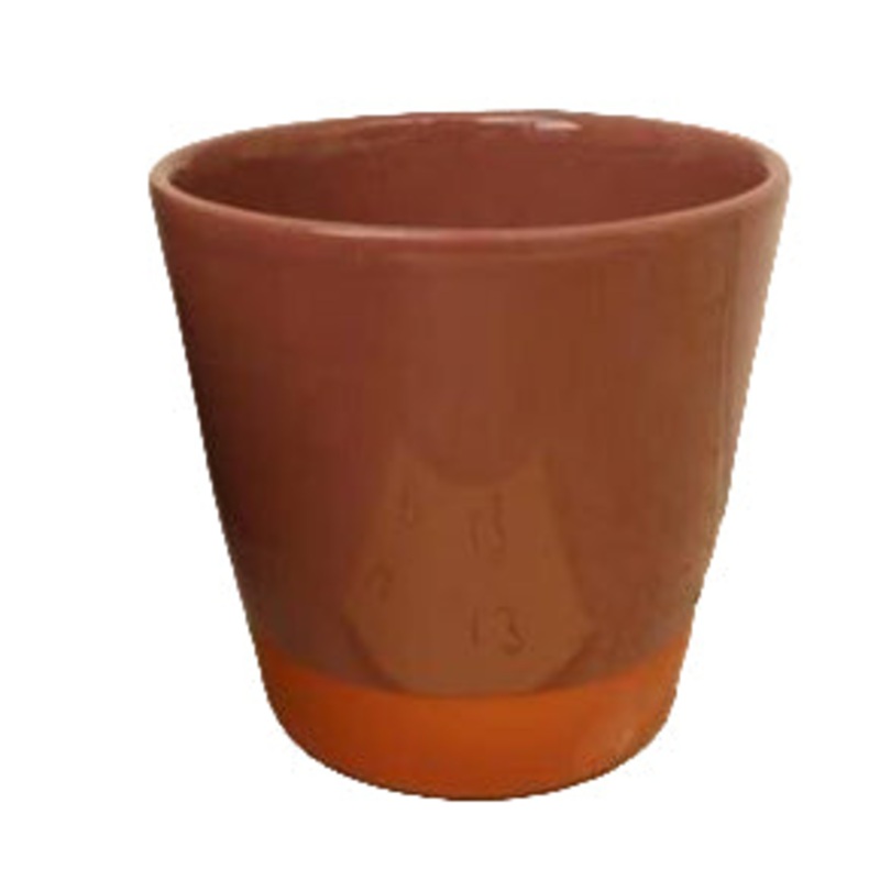 Two-Tone Terracotta & Brown Ceramic Plant Pot  13cm