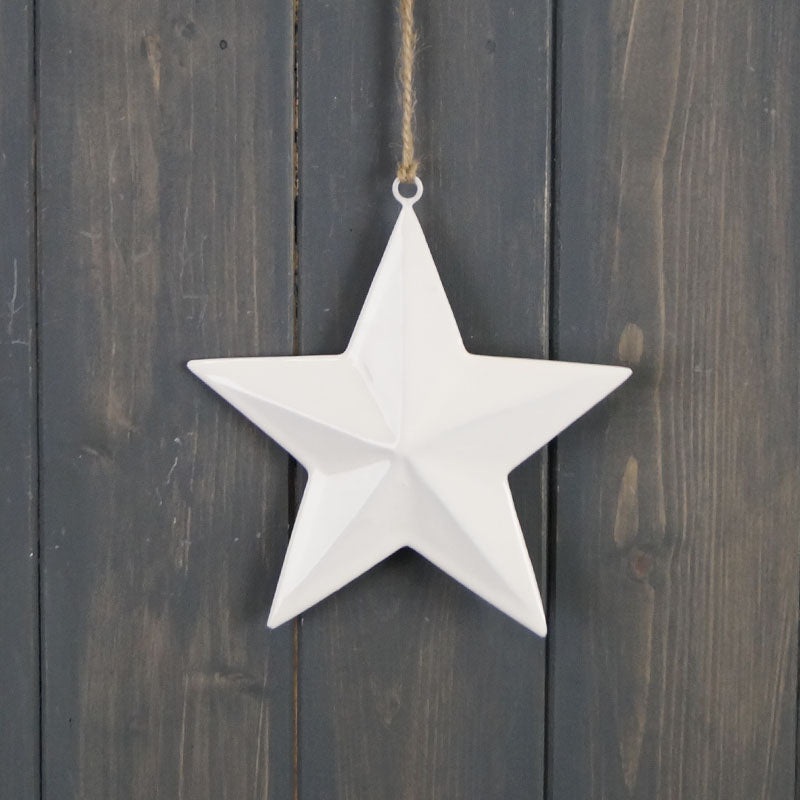 Enamel White Hanging Star – 10cm or 15cm