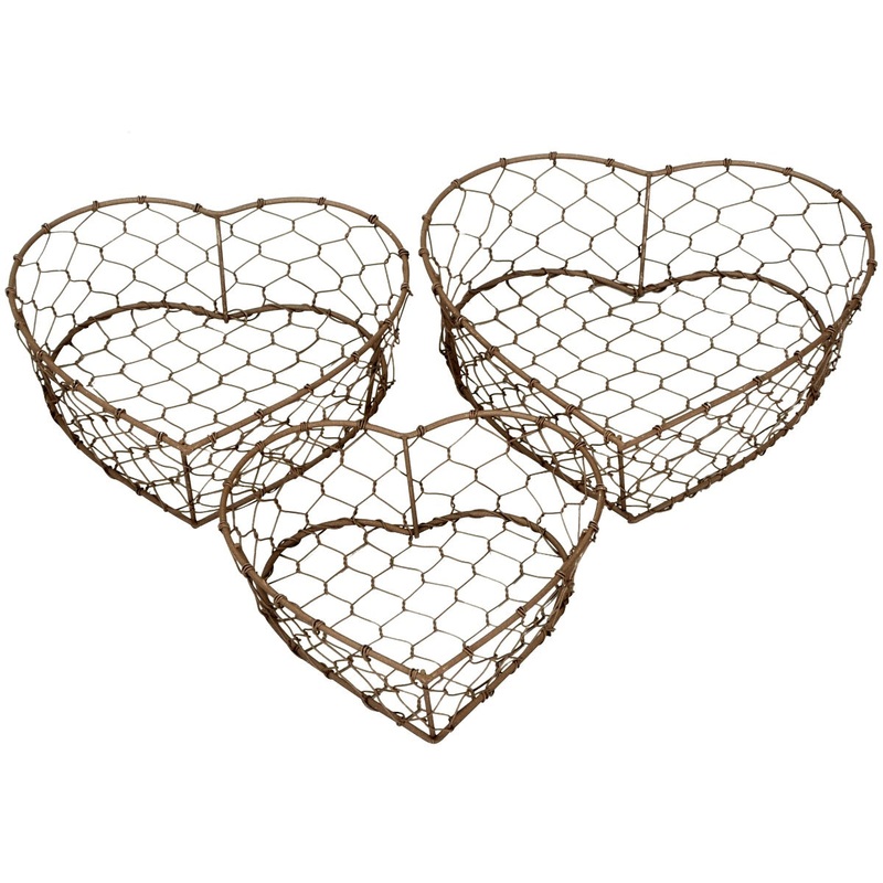 Wire Heart Baskets Set of 3