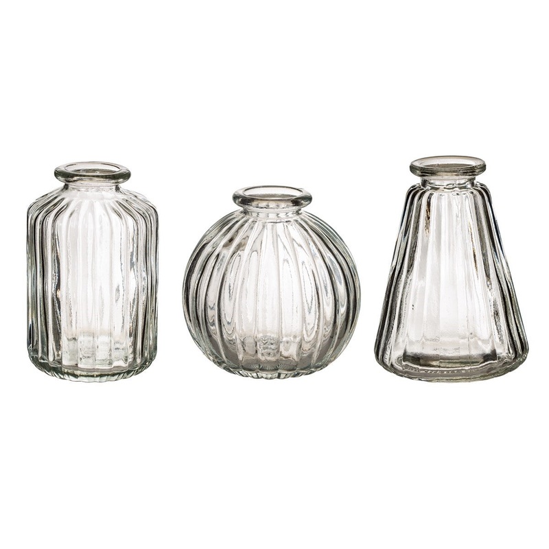 Plain Glass Bud Vases – Set of 3