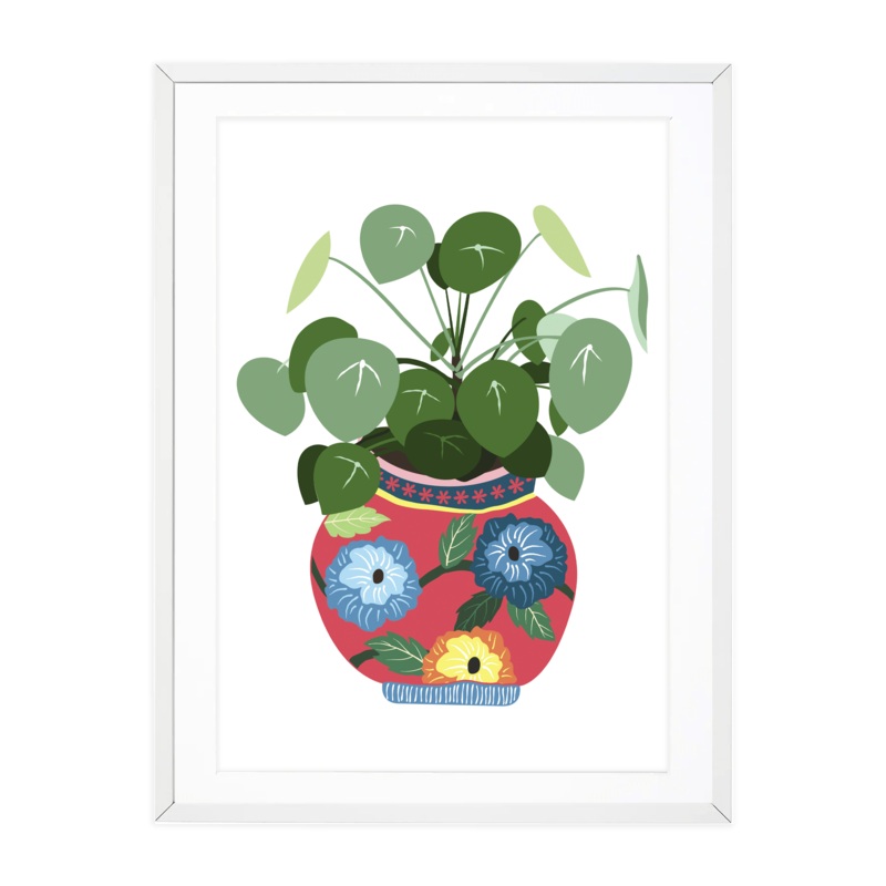 Chinese Money Plant in Botanical Vase A4 Print