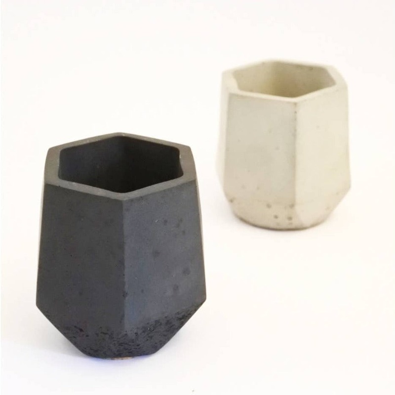 Black Concrete Mini Hexagonal Vessel