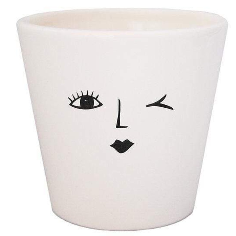Cheeky Face Planter|7cm|White|Ceramic