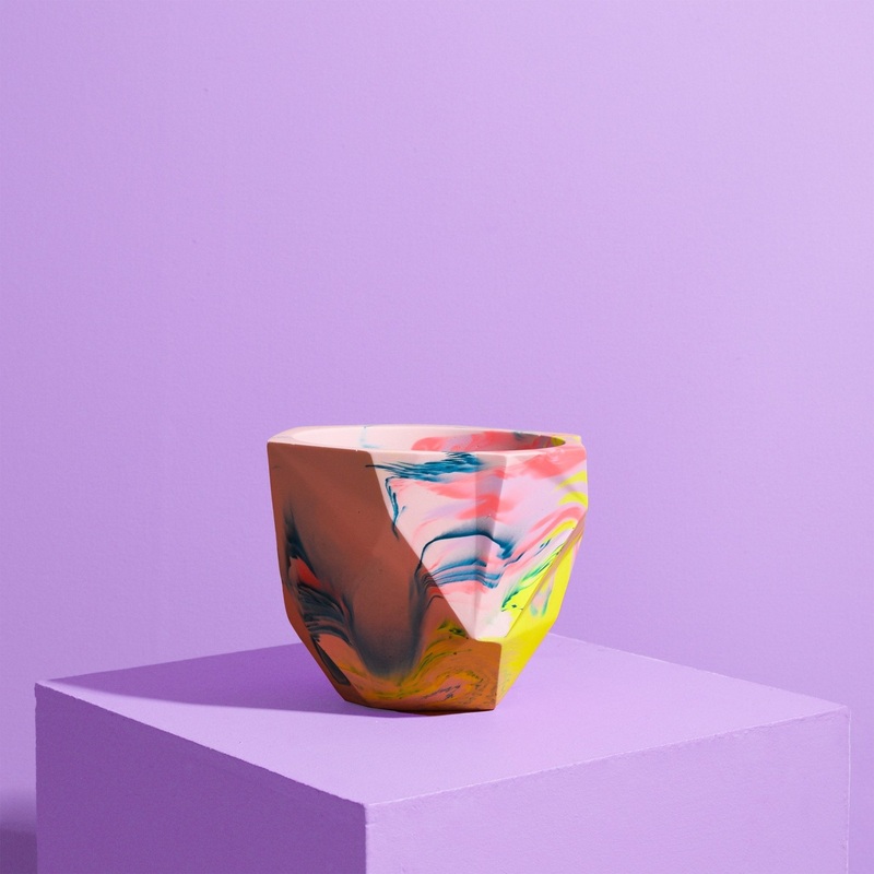 Coral & Lilac Geometrical Plant Pot – Medium
