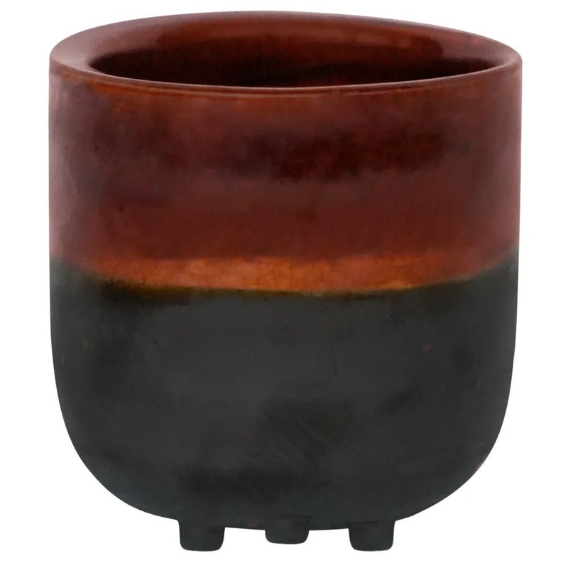 Garnet Reactive Glaze Planter with Feet