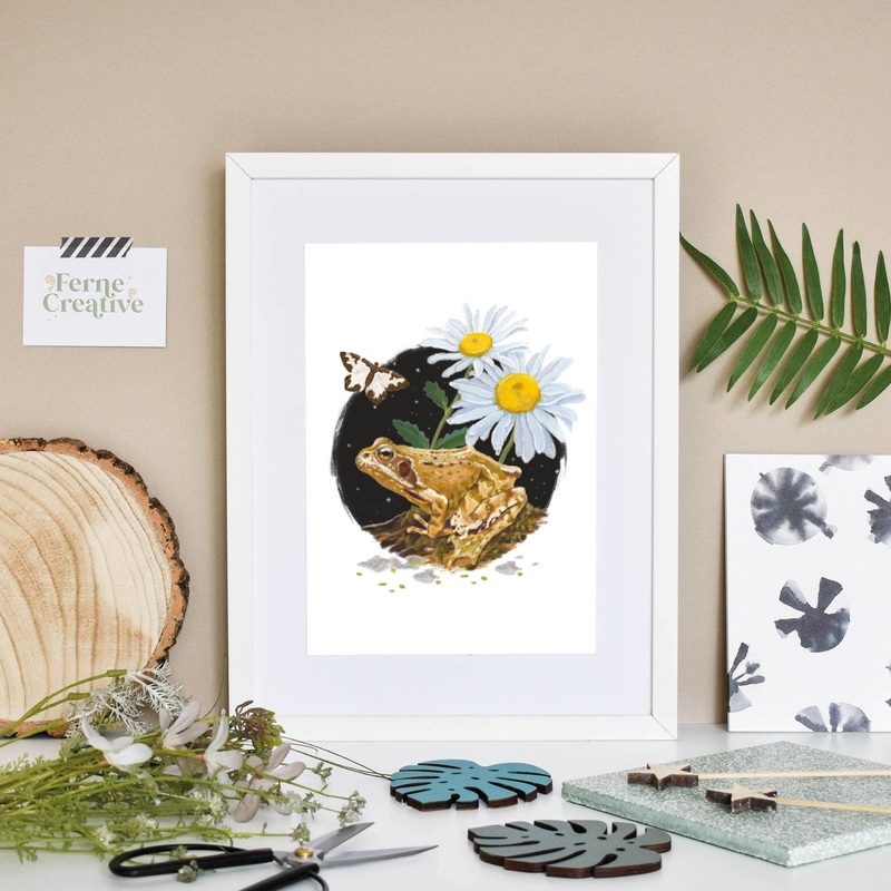 Illustrated Common Frog Print|A4