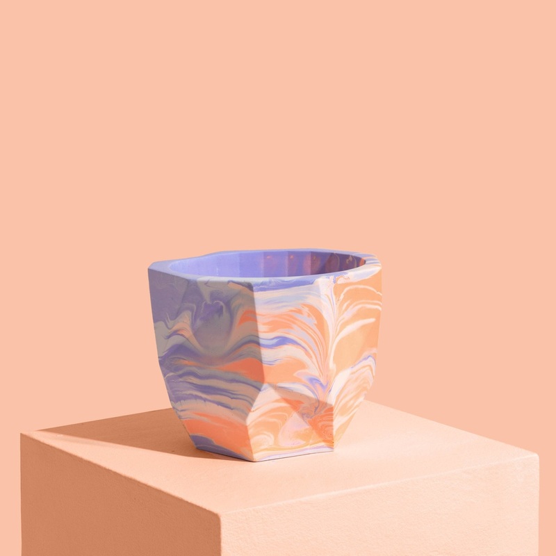 Purple & Peach Jesmonite Plant Pot – Large